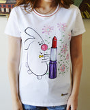 White Designer Lipstick T-shirt