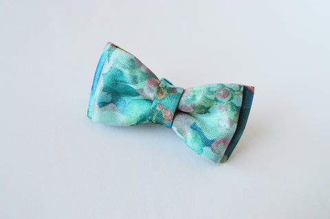 Turquoise Flower Bow tie