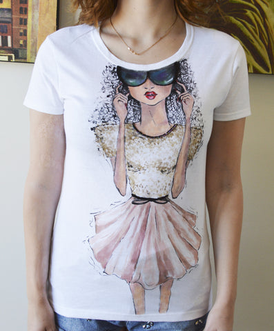 White Designer Doll T-shirt
