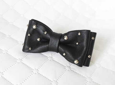 Black Leather Bow tie
