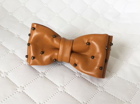 Brown Leather bow tie